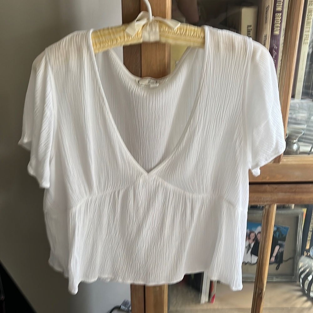 Short-Sleeve Deep V-Neck Top